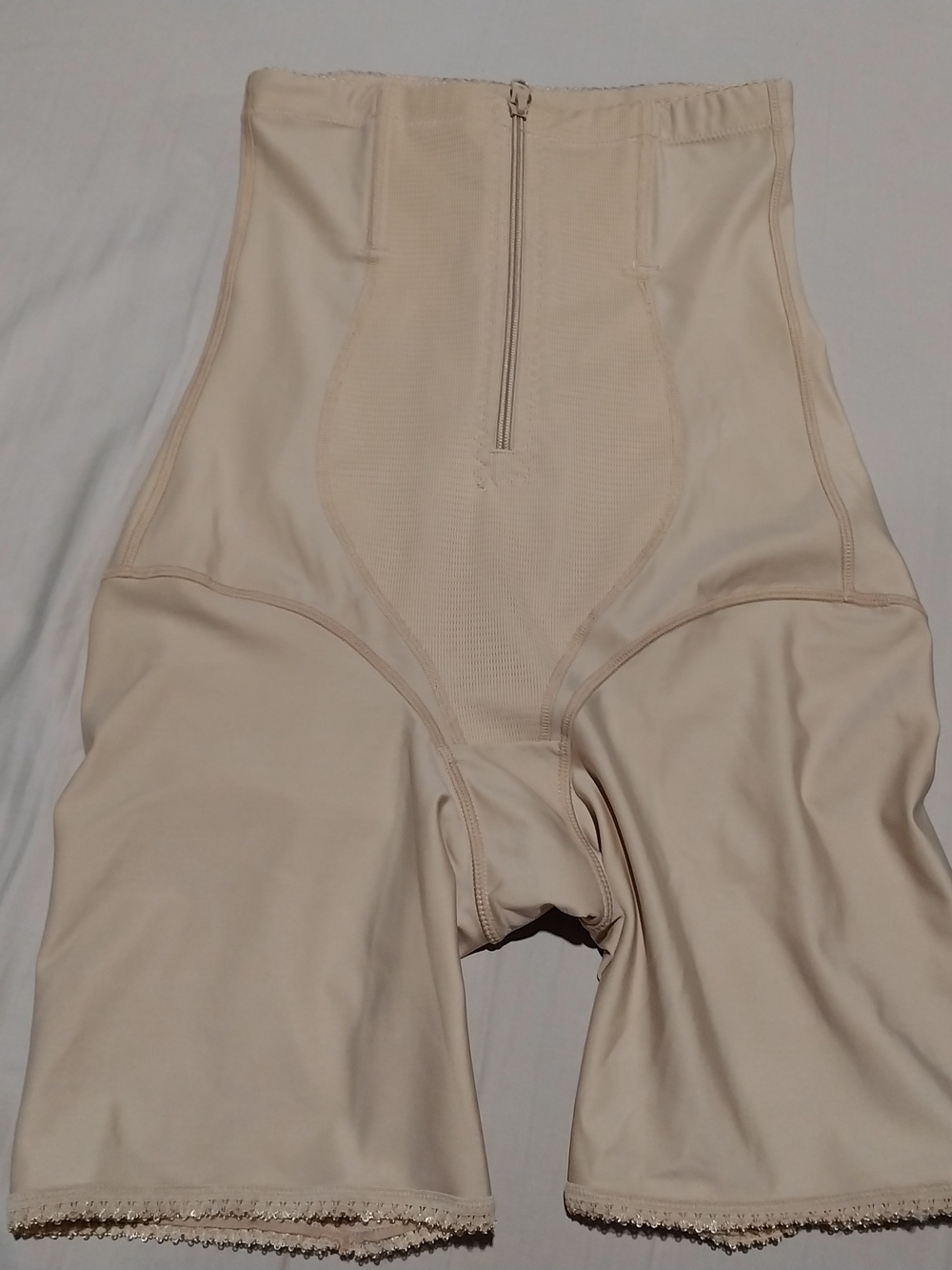 High-Waist Nude Shapewear Shorts with Front Zip With Hooks Behind